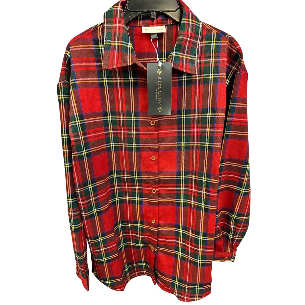 Alredine Bailey's Blossoms Plaid Shirt Top‎ Women's Small Button Down NWT